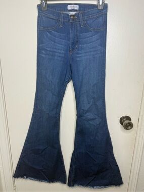 Judy Blue 8235 Flare Bell Bottom Jeans Raw Hem Medium Wash Size 3/26